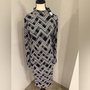 Fashion Nova Black and White Bishop Sleeve Sheath Dress